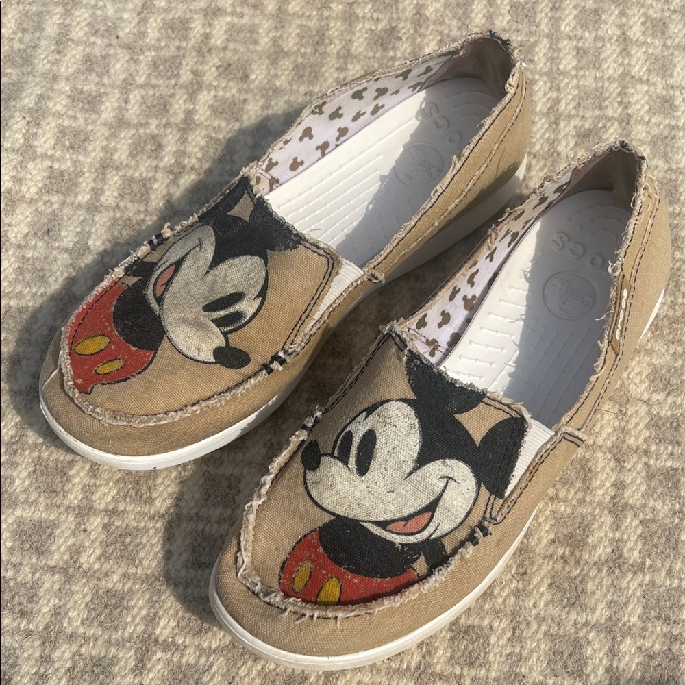 CROCS Beige Mickey Mouse Slip-On Flats
